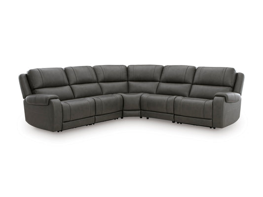 Ashley 5Z-Harrenhurst 5-Piece Leather Dual Power Reclining Modular Sectional with 3 Reclining Seats