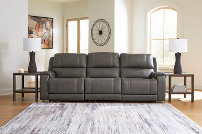 Ashley 5Z-Harrenhurst 3-Piece Leather Dual Power Reclining Modular Sofa