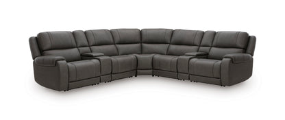 Ashley 5Z-Harrenhurst 7-Piece Leather Dual Power Reclining Modular Sectional with Consoles and 2 Reclining Seats