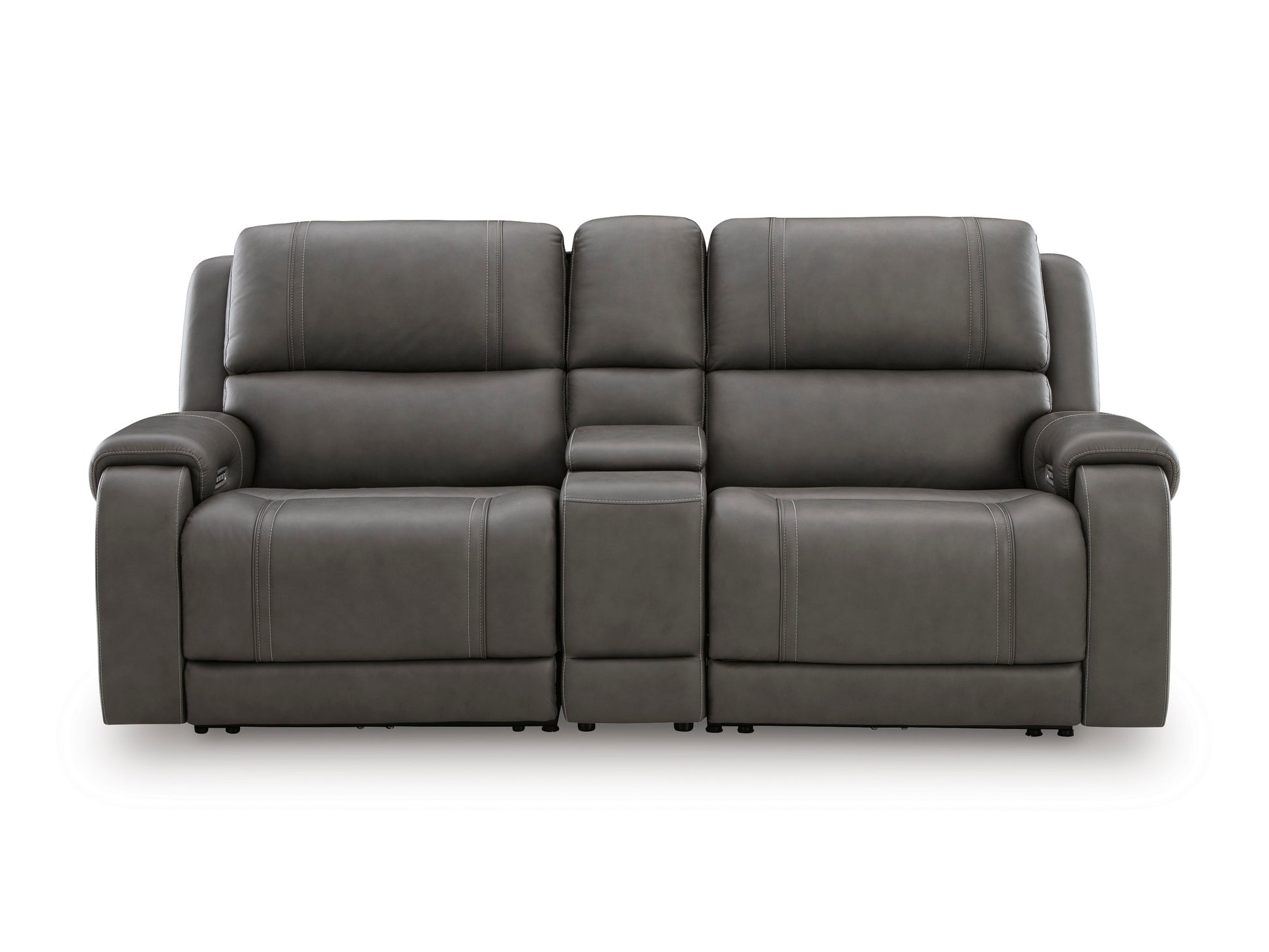 Ashley 5Z-Harrenhurst 3-Piece Leather Dual Power Reclining Modular Loveseat with Console