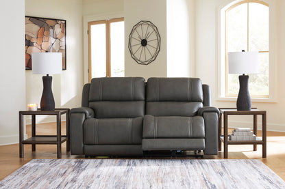 Ashley 5Z-Harrenhurst 2-Piece Leather Dual Power Reclining Modular Loveseat