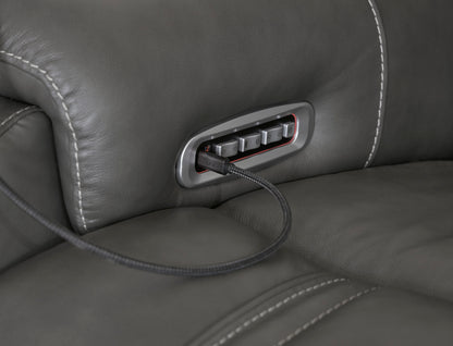 Ashley 5Z-Harrenhurst 2-Piece Leather Dual Power Reclining Modular Loveseat