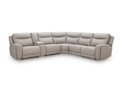 Gravier 6-Piece Power Reclining Sectional with Storage Console with Power Armless Recliner
