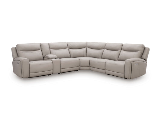 Gravier 6-Piece Power Reclining Sectional with Storage Console with Power Armless Recliner
