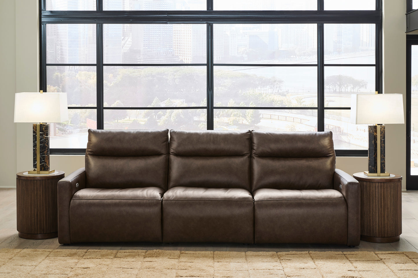 ModZ 3-Piece Power Sectional Reclining Sofa Chocolate