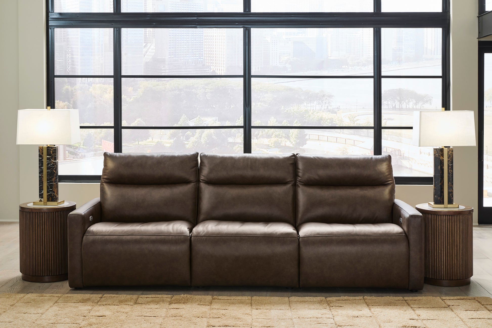 ModZ 3-Piece Power Sectional Reclining Sofa Chocolate