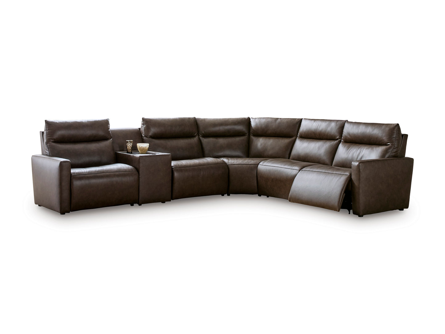 ModZ 6-Piece Power Reclining Sectional with Audio Console Chocolate