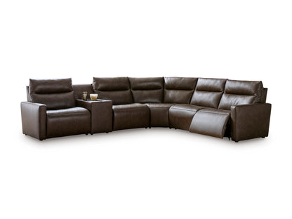 ModZ 6-Piece Power Reclining Sectional with Audio Console Chocolate