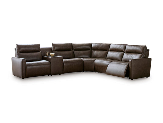 ModZ 6-Piece Power Reclining Sectional with Audio Console Chocolate