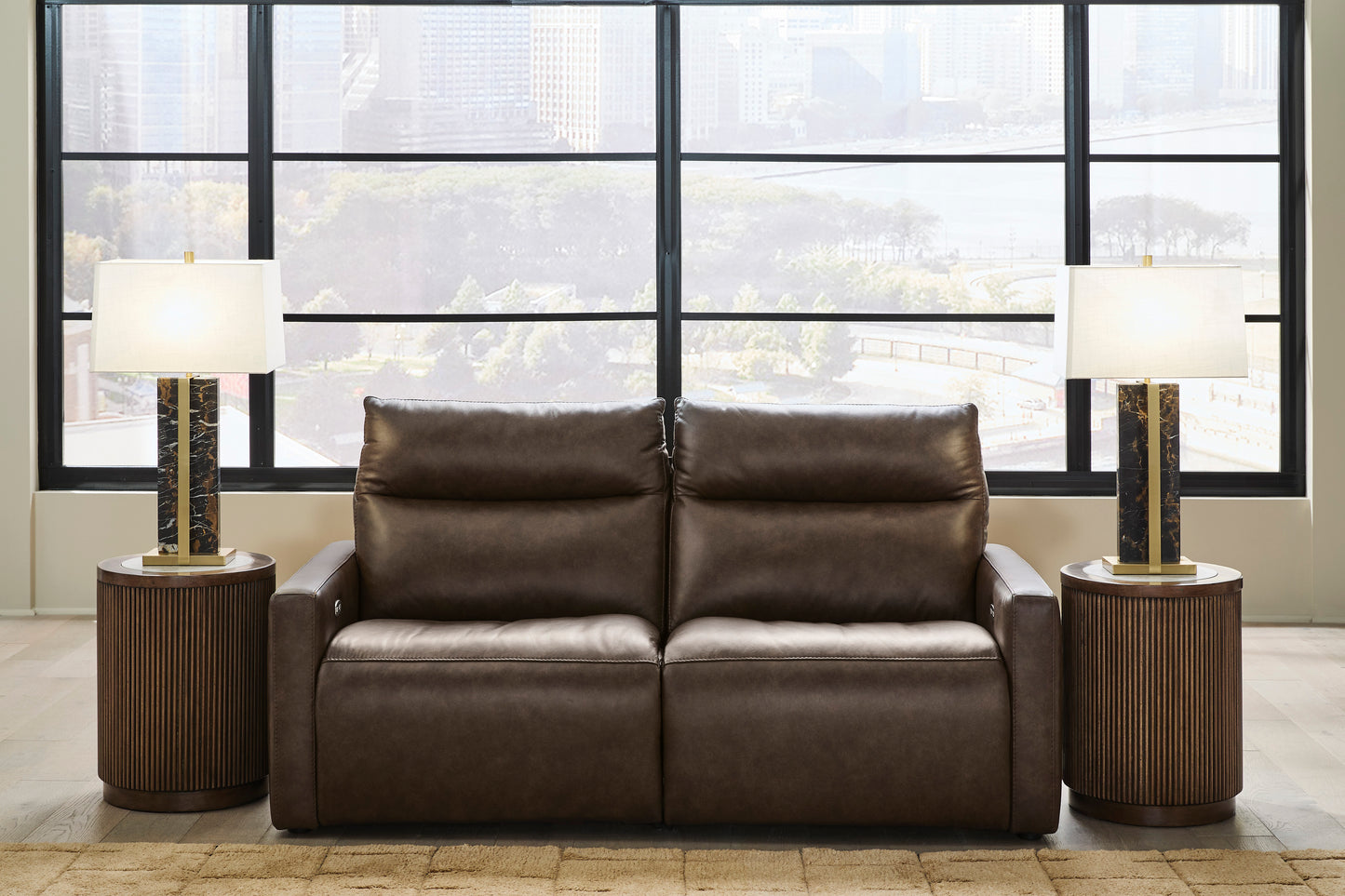 ModZ 2-Piece Power Reclining Sectional Loveseat Chocolate