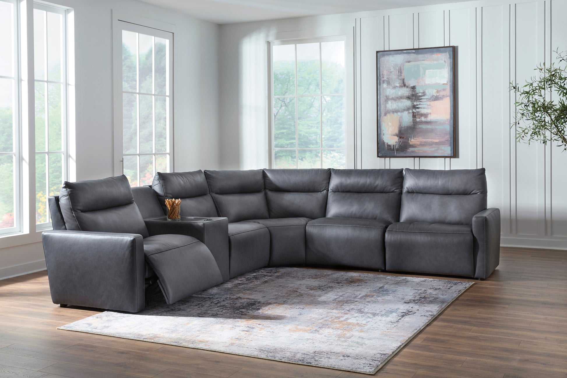 ModZ 6-Piece Power Reclining Sectional with Audio Console