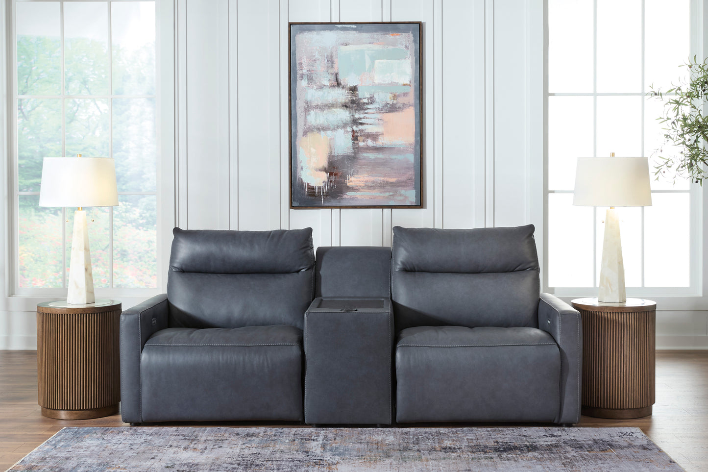 ModZ 3-Piece Power Reclining Sectional Loveseat with Audio Console