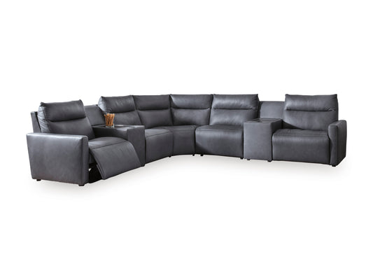 ModZ 7-Piece Power Reclining Sectional with Audio Consoles