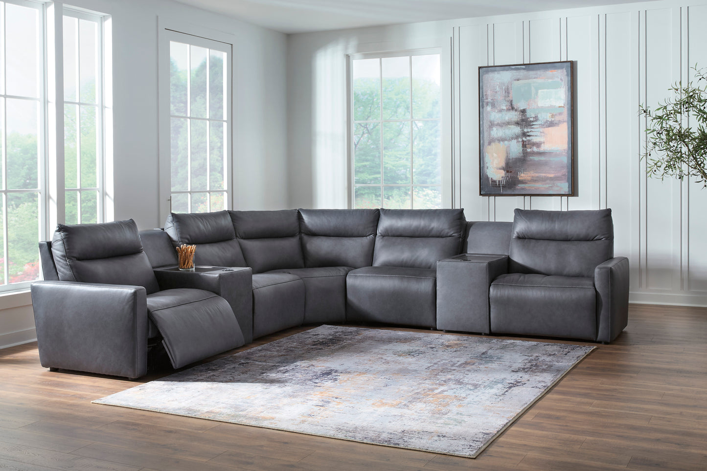 ModZ 7-Piece Power Reclining Sectional with Audio Consoles