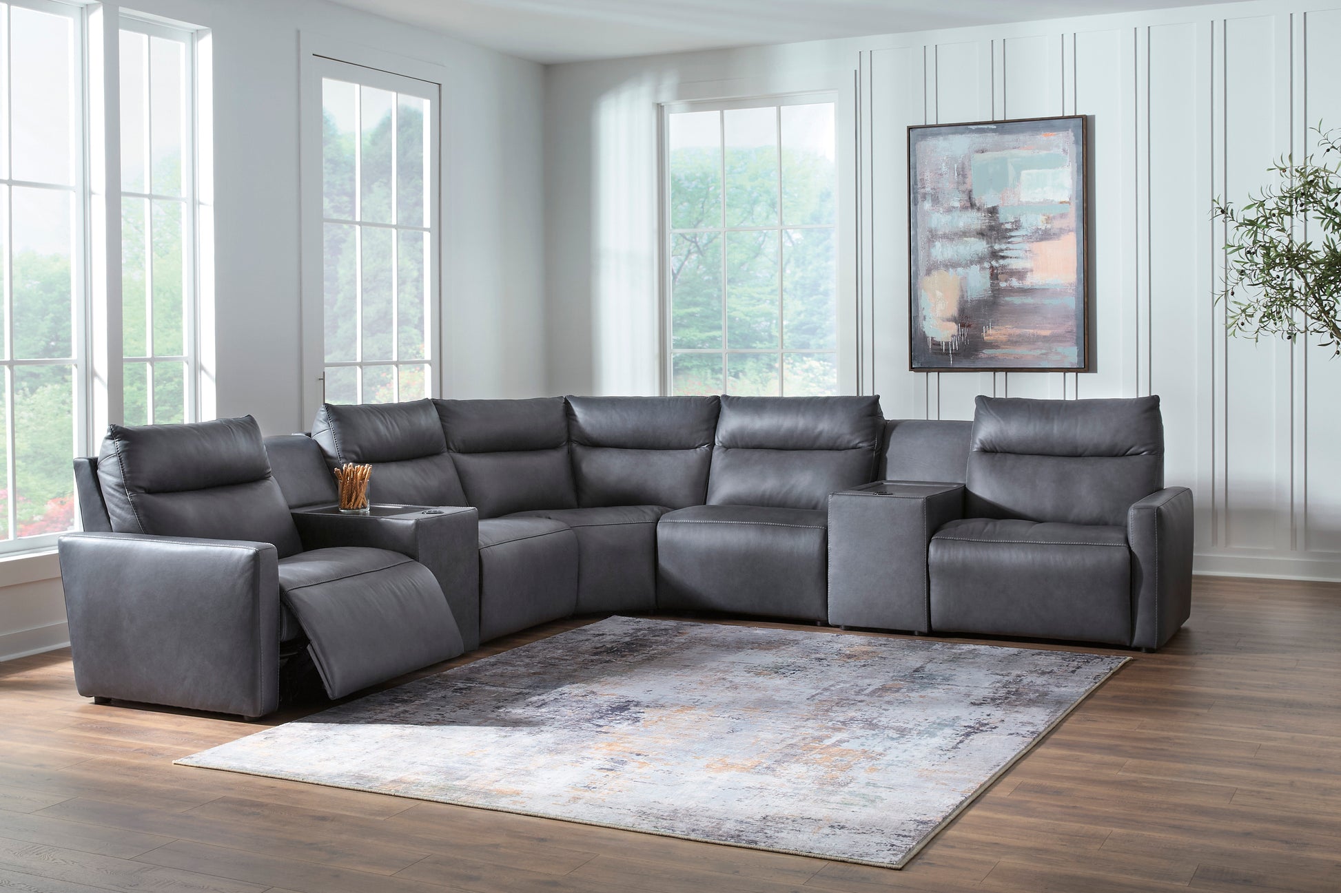 ModZ 7-Piece Power Reclining Sectional with Audio Consoles