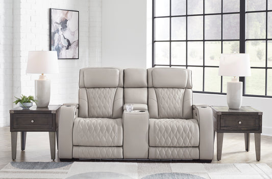 Boyington Ppwer Reclining Console Loveseat with Adjustable Headrest