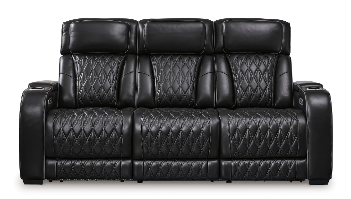 Boyington Power Reclining Sofa with Adjustable Headrest Black