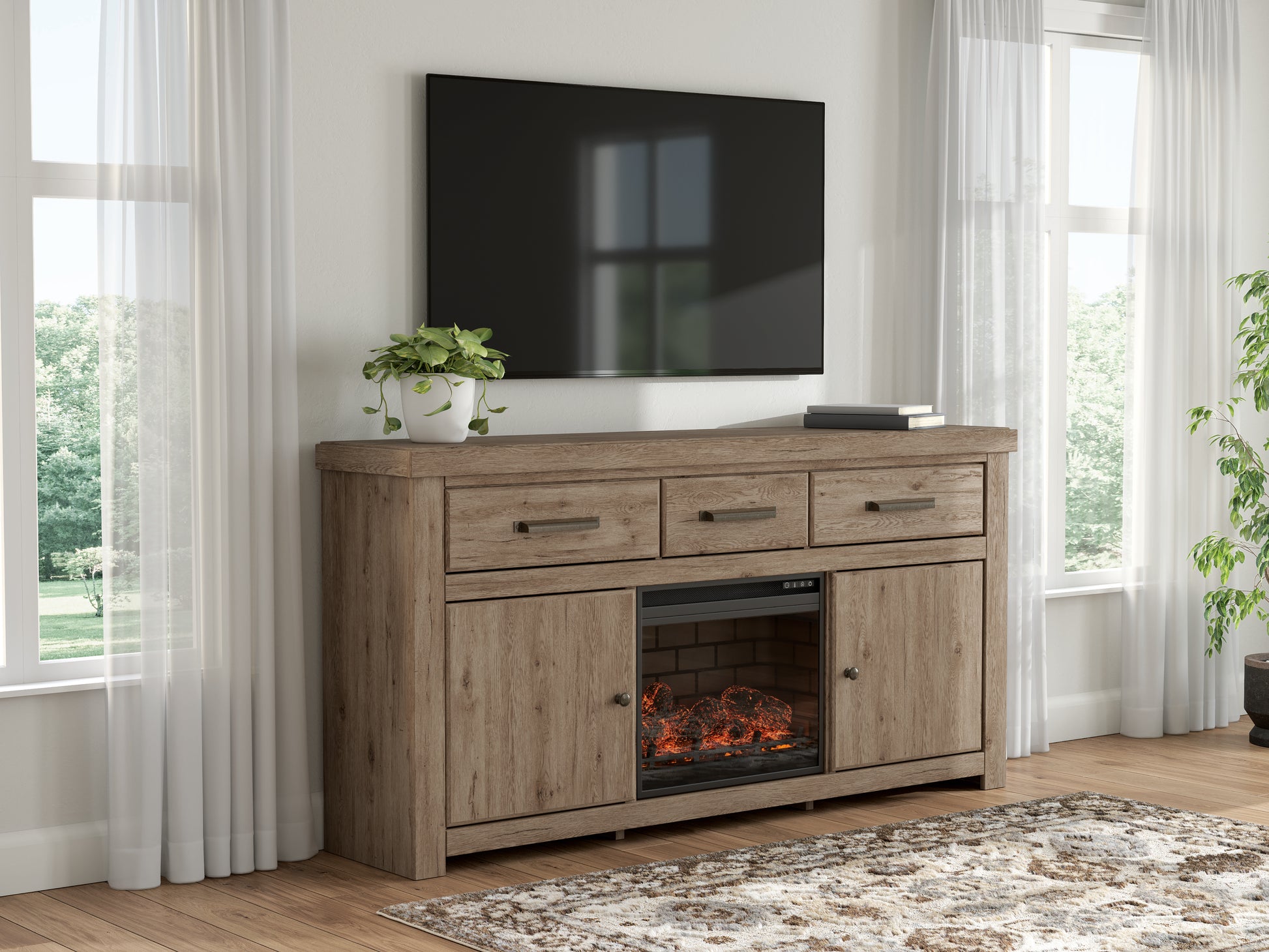 Ashley Garistyn 73" TV Stand with LED Fireplace
