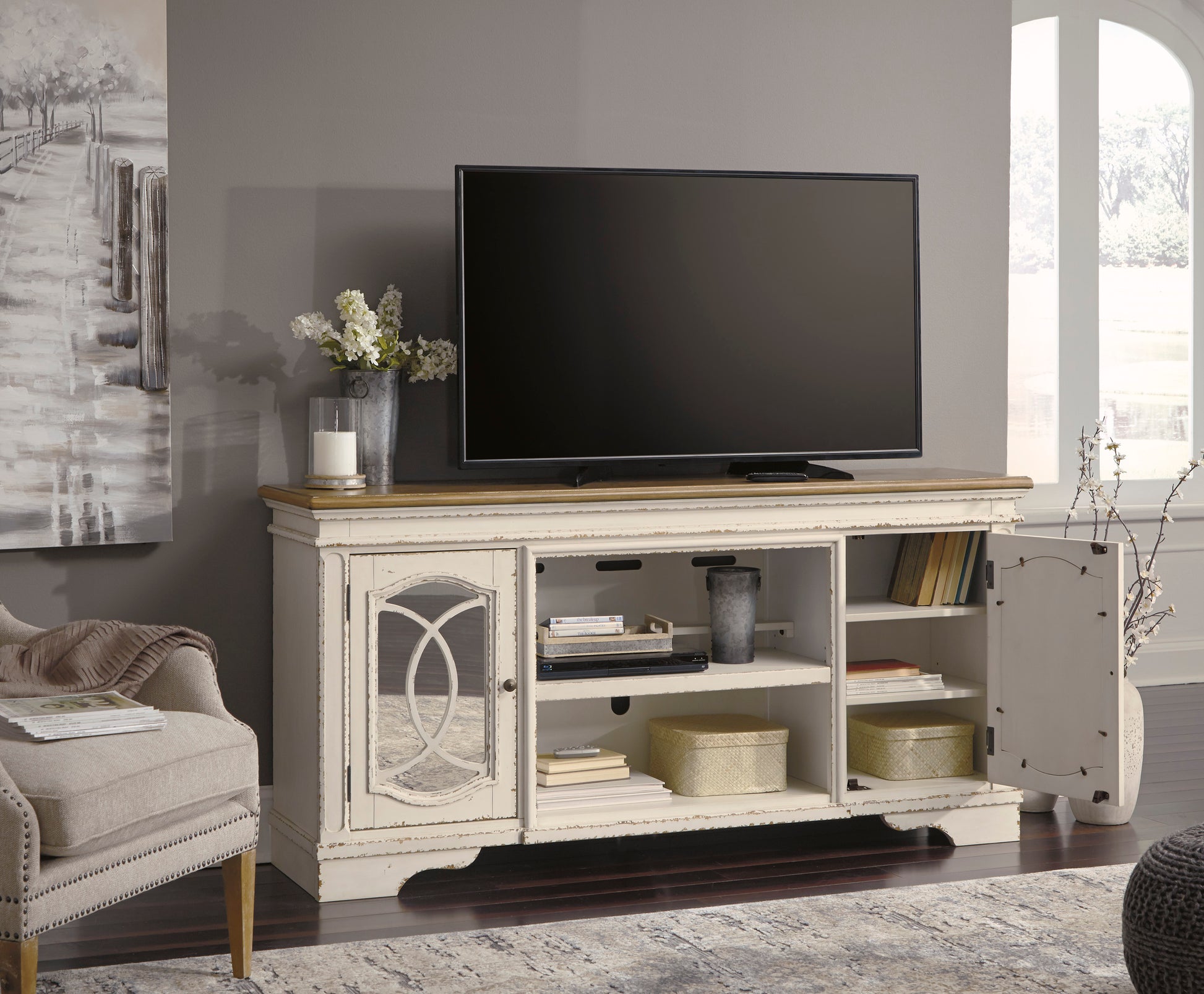 Realyn XL TV Stand with Fireplace Option