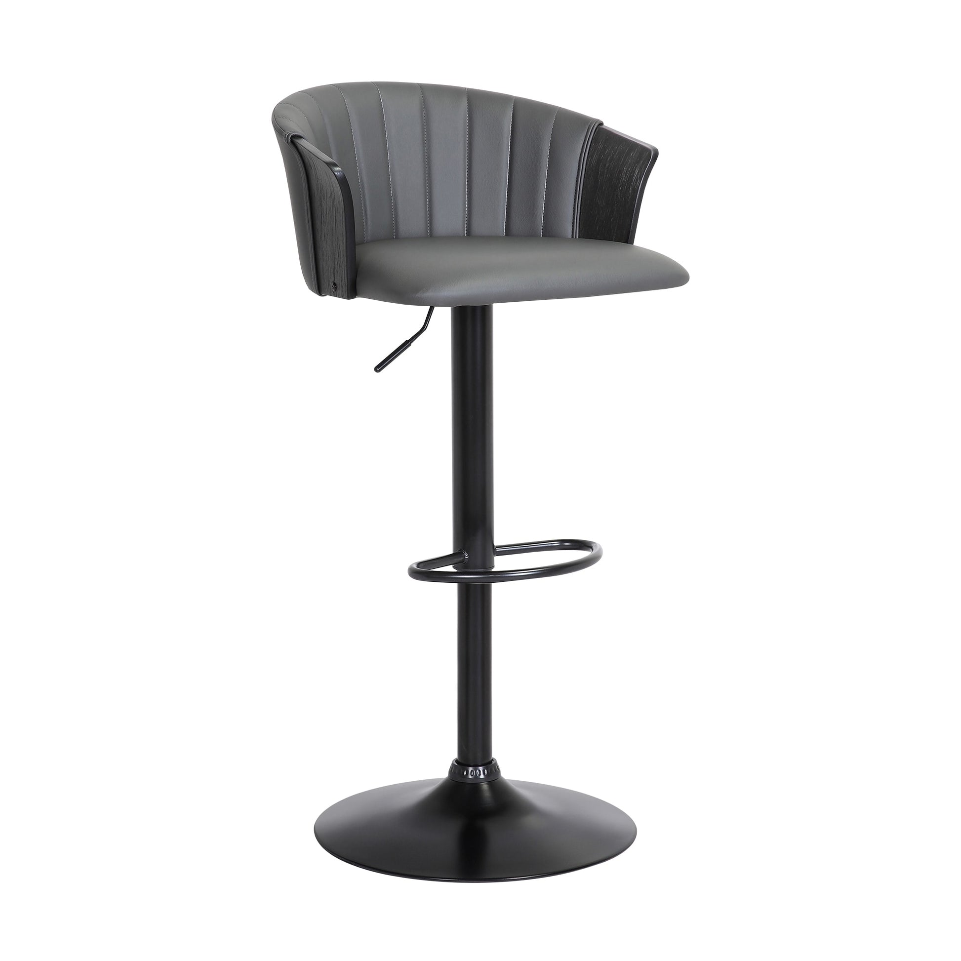 Lydia Adjustable Black Wood Bar Stool