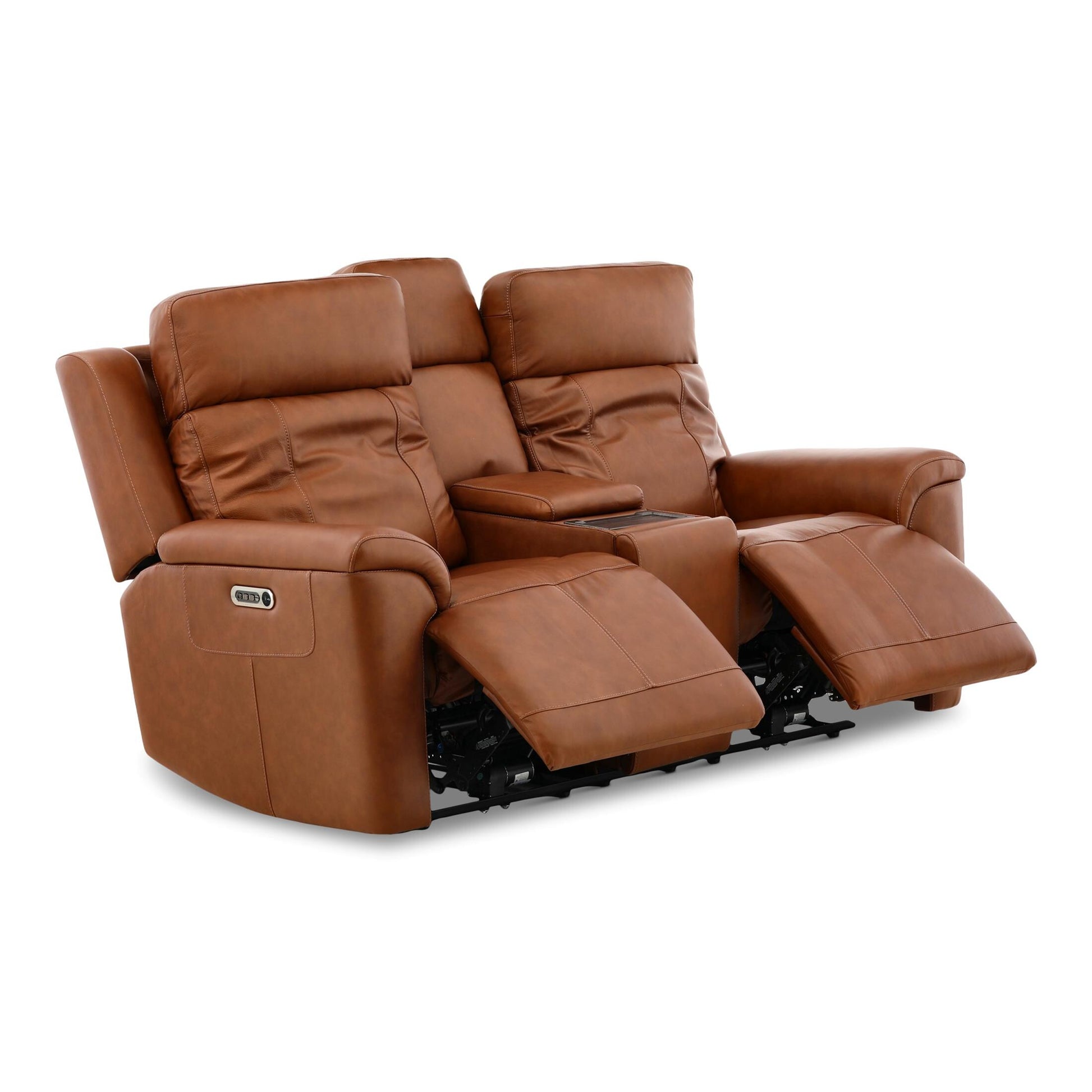 Adrian Leather Power Reclining Console Loveseat