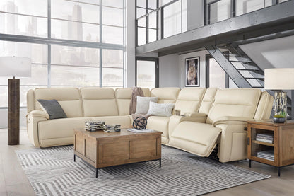 Double Deal 6-Piece Leather Power Reclining Sectional with Console