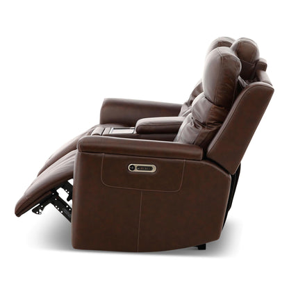 Adrian Leather Power Reclining Console Loveseat