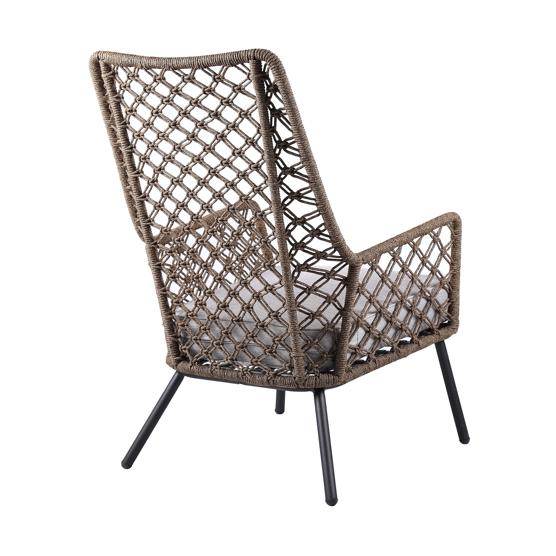 Marco Indoor Outdoor Steel Lounge Chair with Truffle Rope and Gray Cus