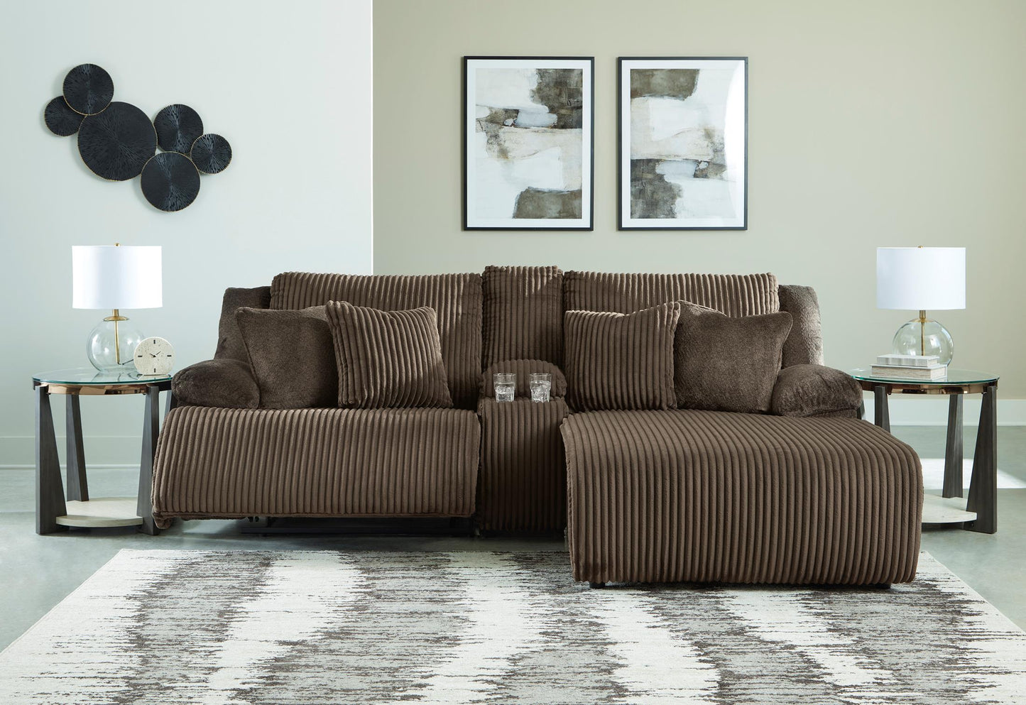 Top Tier Right Facing 3-Piece Reclining Sectional Sofa with Chaise