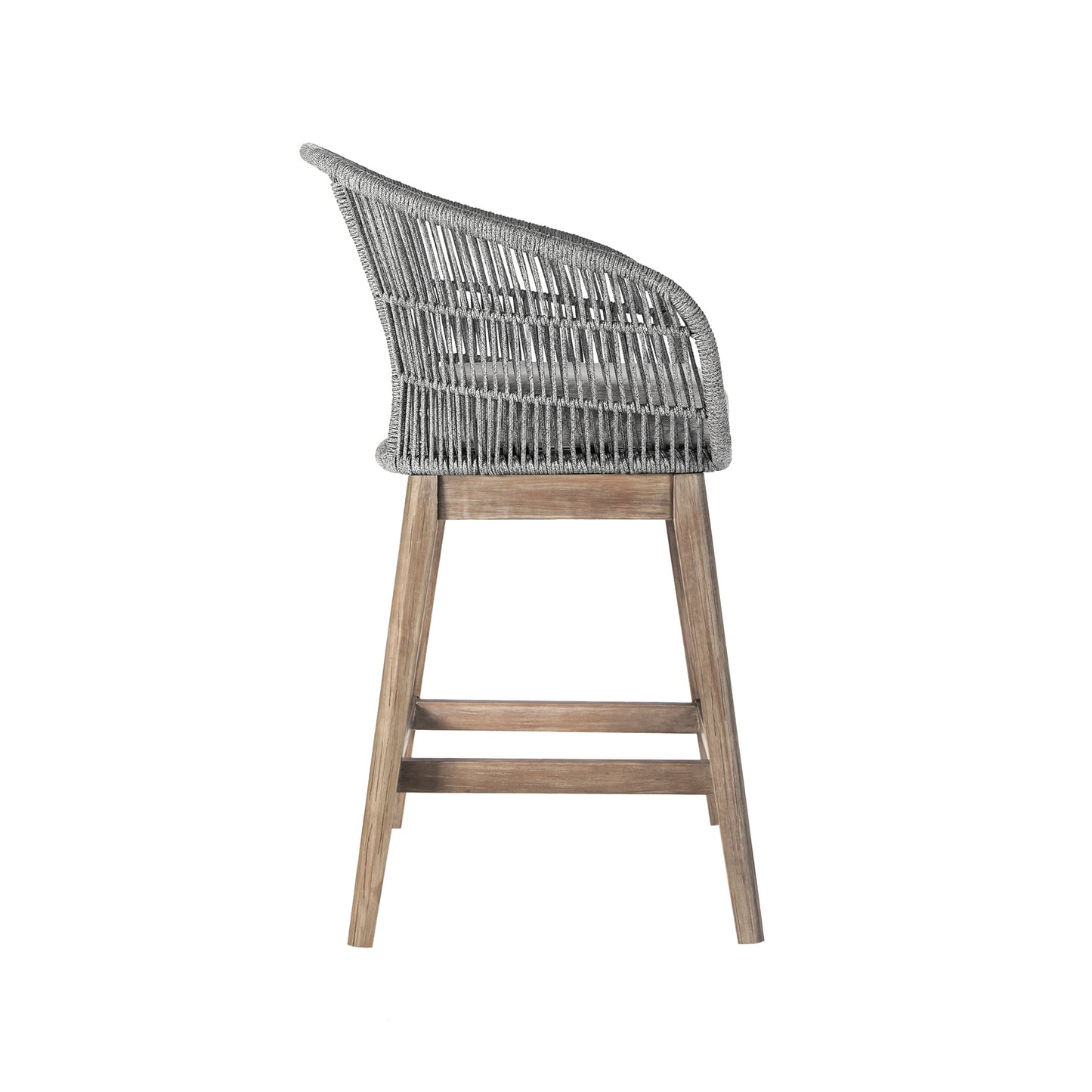 Tutti Frutti Indoor Outdoor Counter Height Bar Stool in Aged Teak Wood