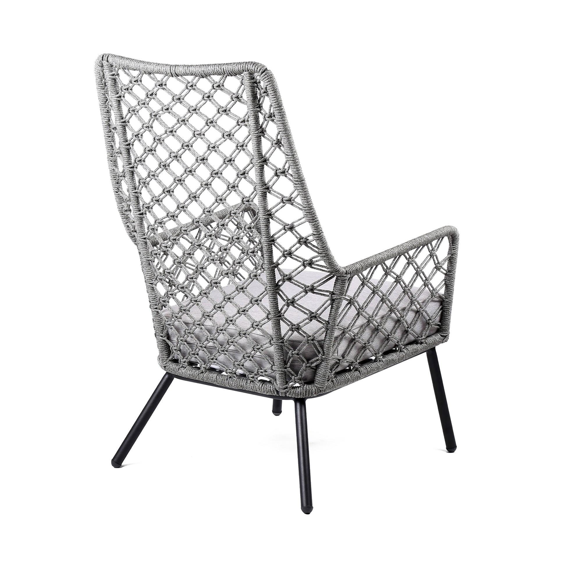 Marco Indoor Outdoor Steel Lounge Chair with Gray Rope and Gray Cushio