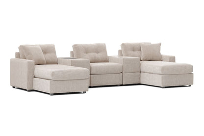 Modular One 5-Piece Theater Sectional with Dual Chaise - Stone