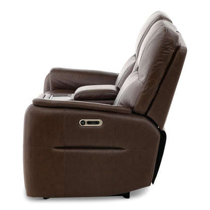 Walker Leather Power Reclining Console Loveseat