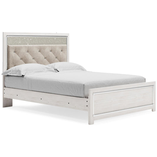 Altyra Full Panel Bed with Upholstered Headboard