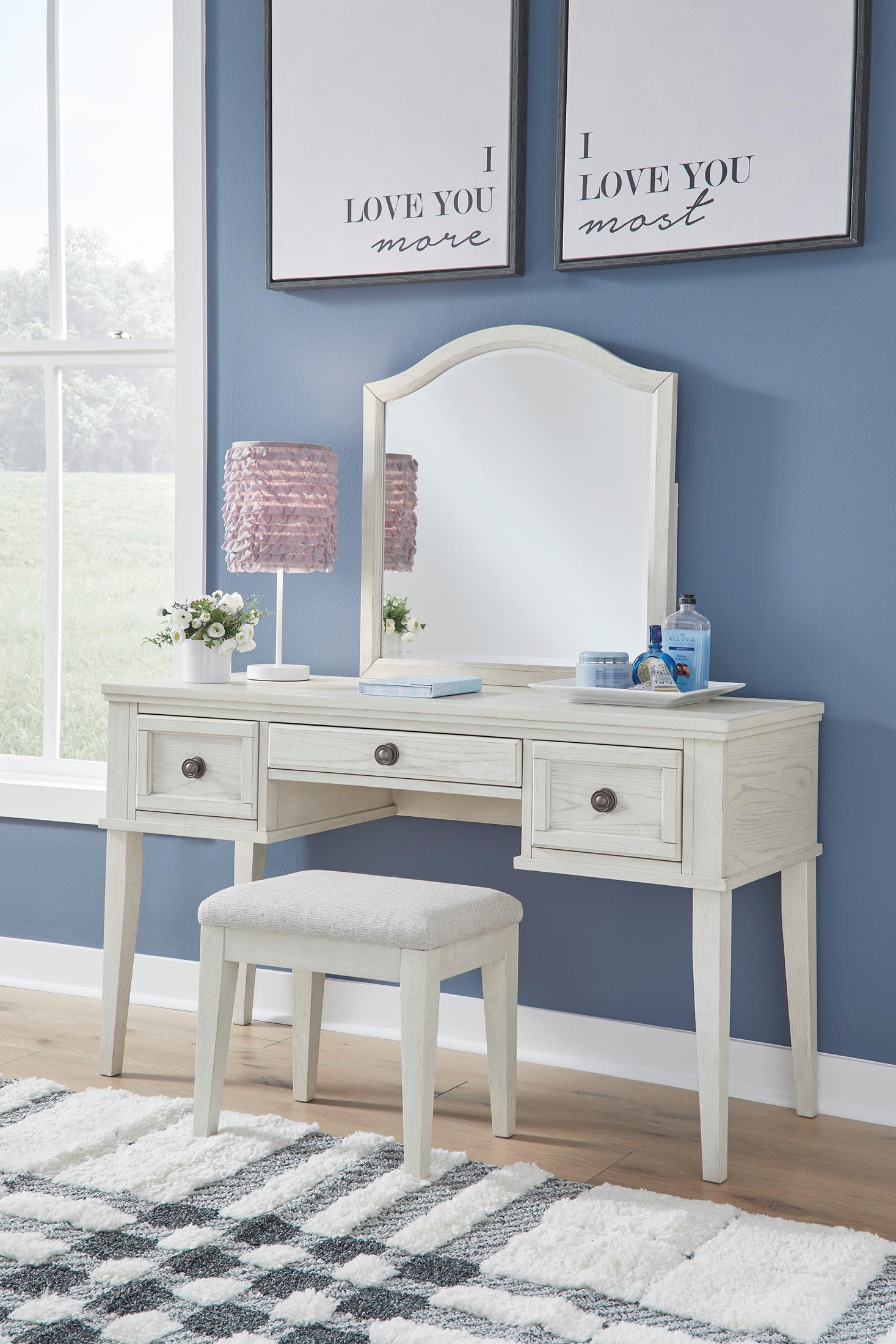 Robbinsdale Mirrored Vanity and Bench Set