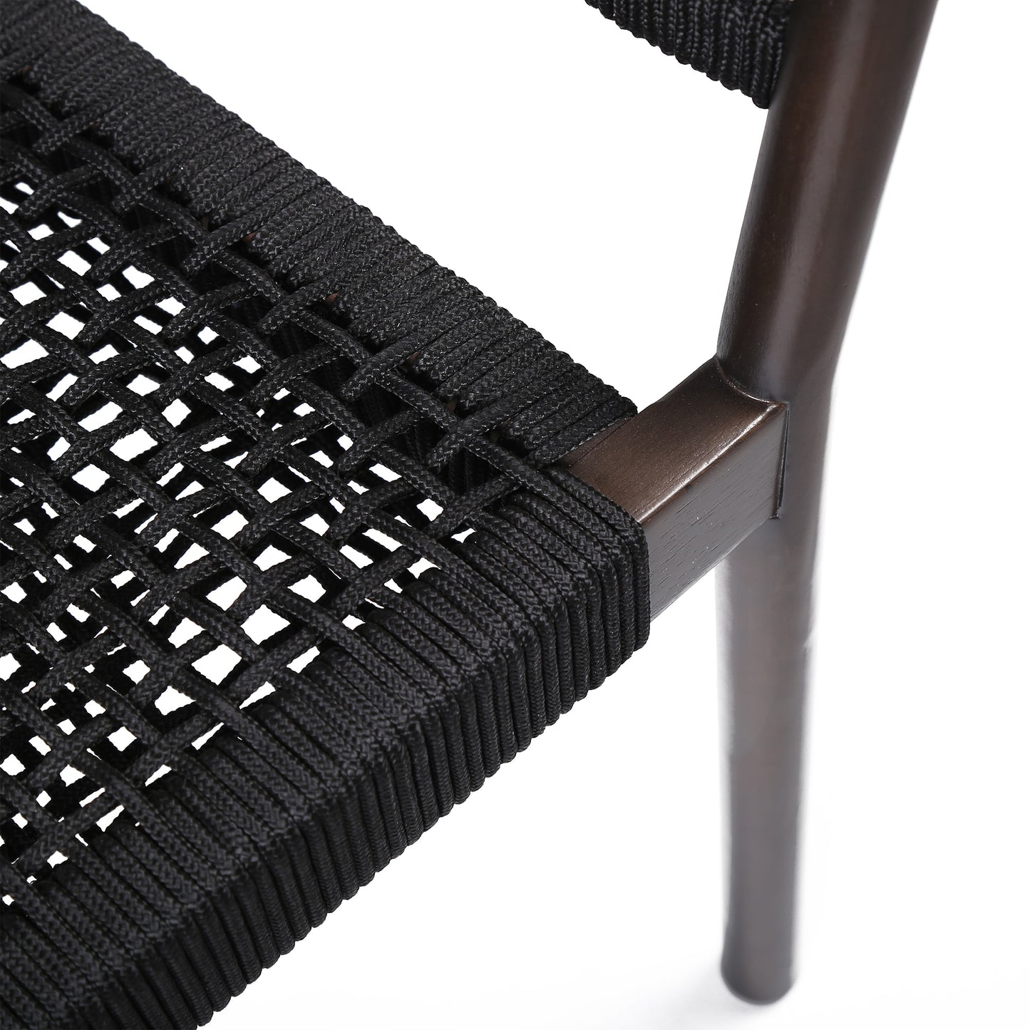 Doris Indoor Outdoor Dining Chair in Dark Eucalyptus Wood with Black R