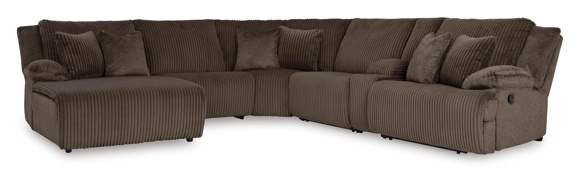 Top Tier Left Facing 6-Piece Reclining Console Sectional with Chaise