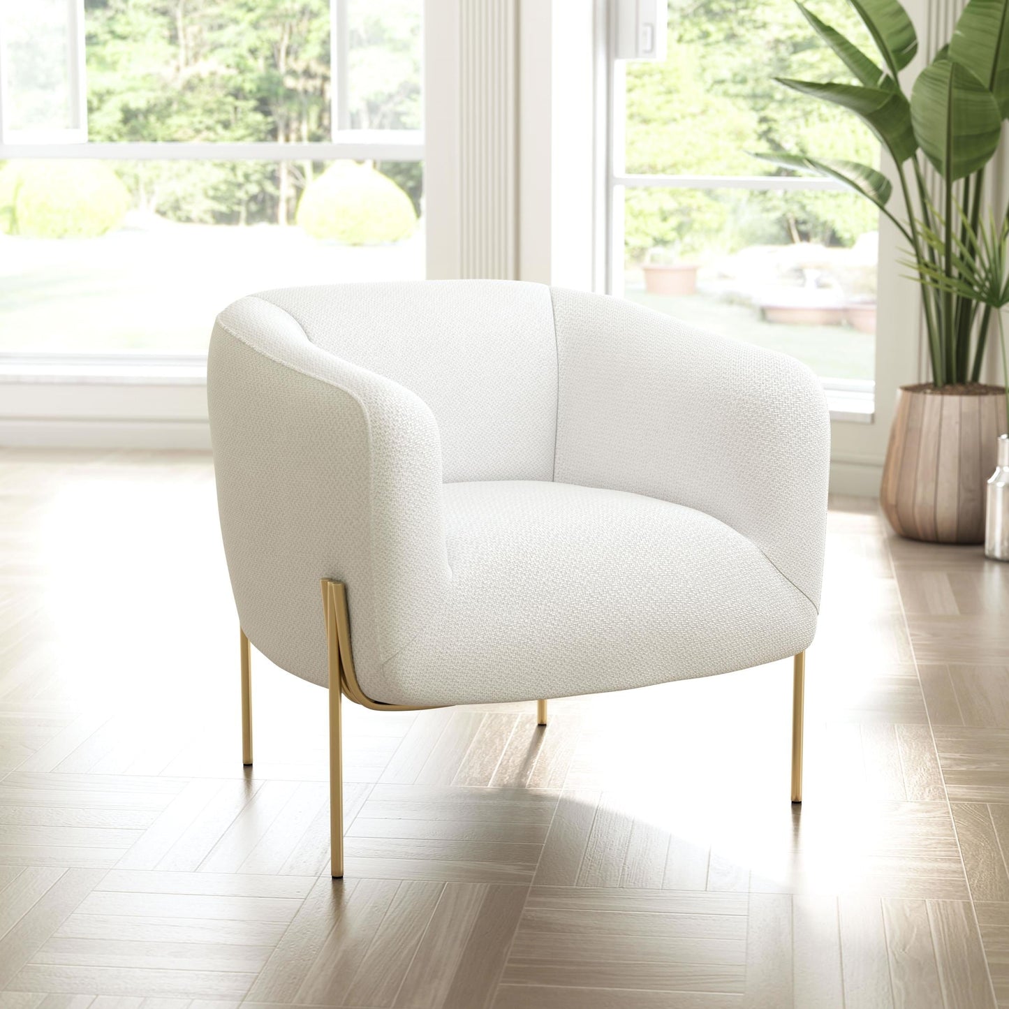 Micaela Arm Chair Ivory & Gold