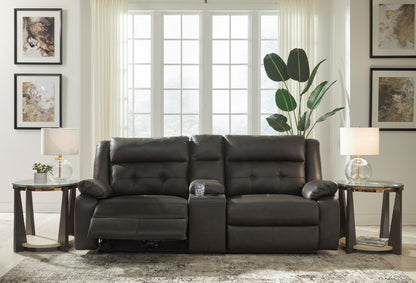 Mackie Pike 3-Piece Leather Power Reclining Console Loveseat