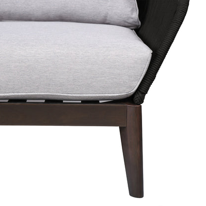 Athos Indoor Outdoor Club Chair in Dark Eucalyptus Wood with Charcoal 