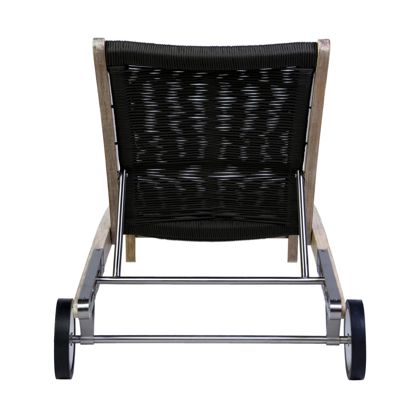 Chateau Outdoor Patio Adjustable Chaise Lounge Chair in Eucalyptus Wood and Gray Rope