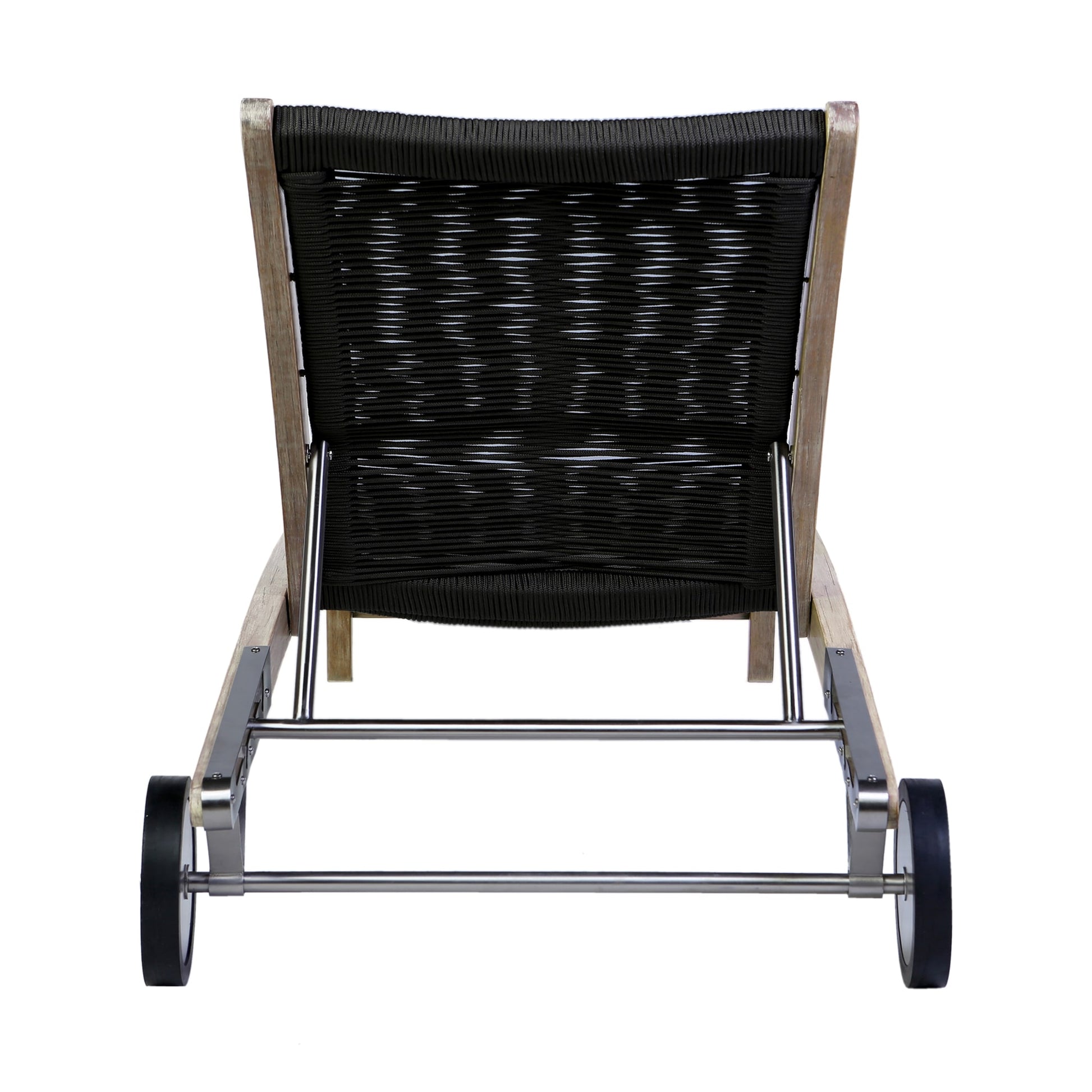 Chateau Outdoor Patio Adjustable Chaise Lounge Chair in Eucalyptus Wood and Gray Rope