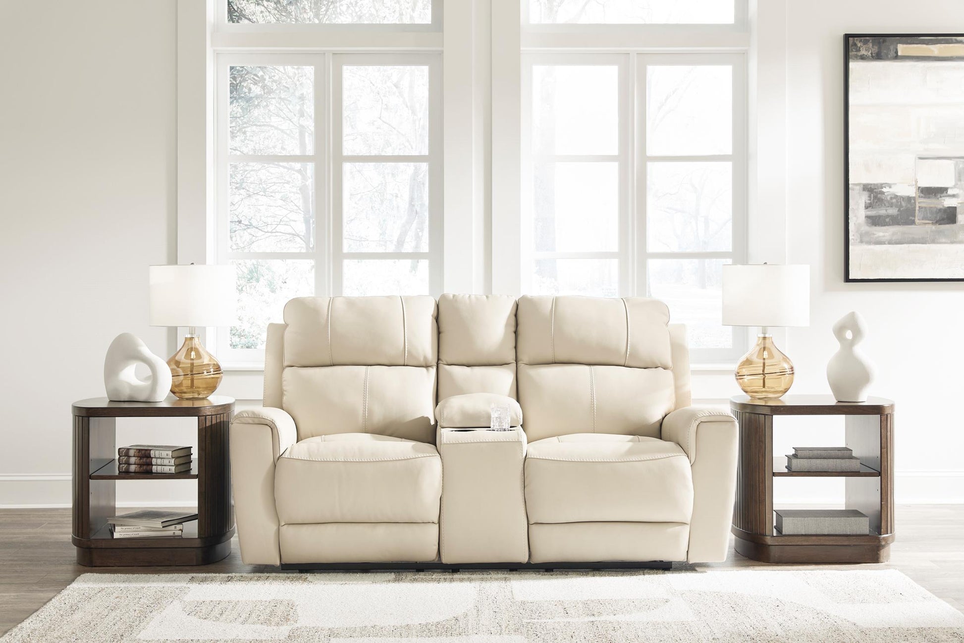 Dahlmoore Leather Power Reclining Console Loveseat