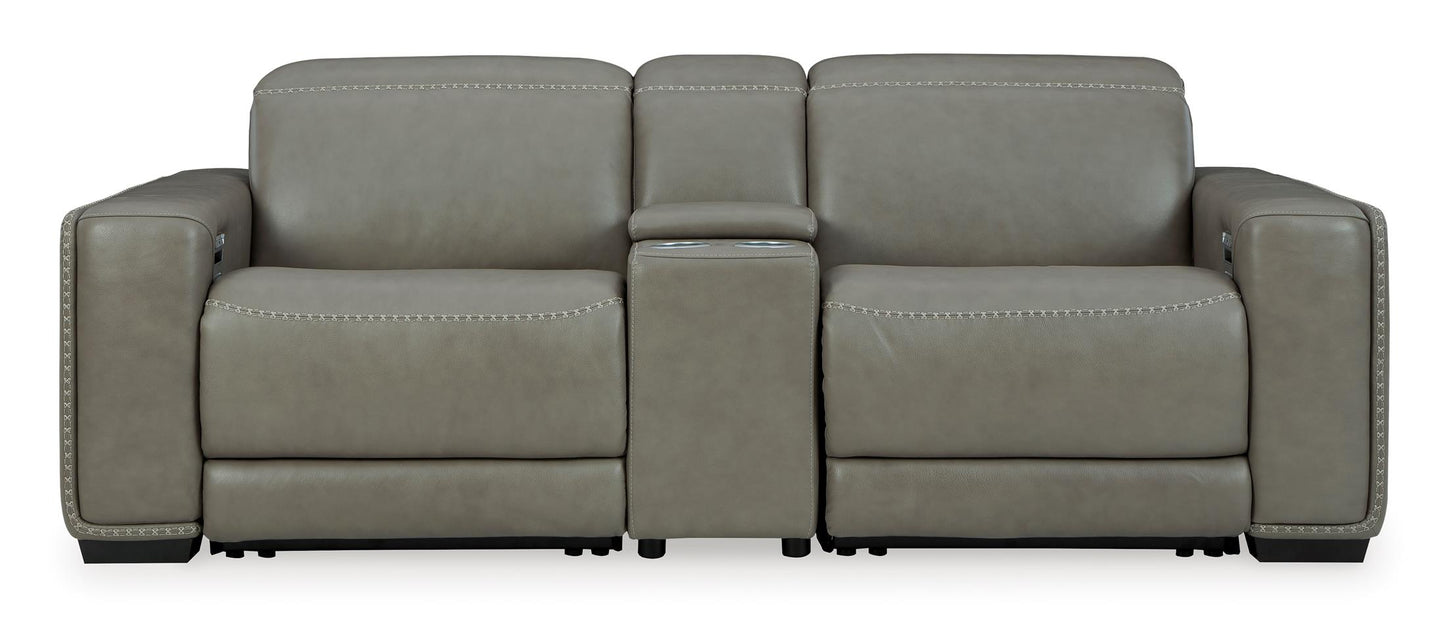 Correze 3-Piece Dual Power Leather Reclining Modular Loveseat with Con