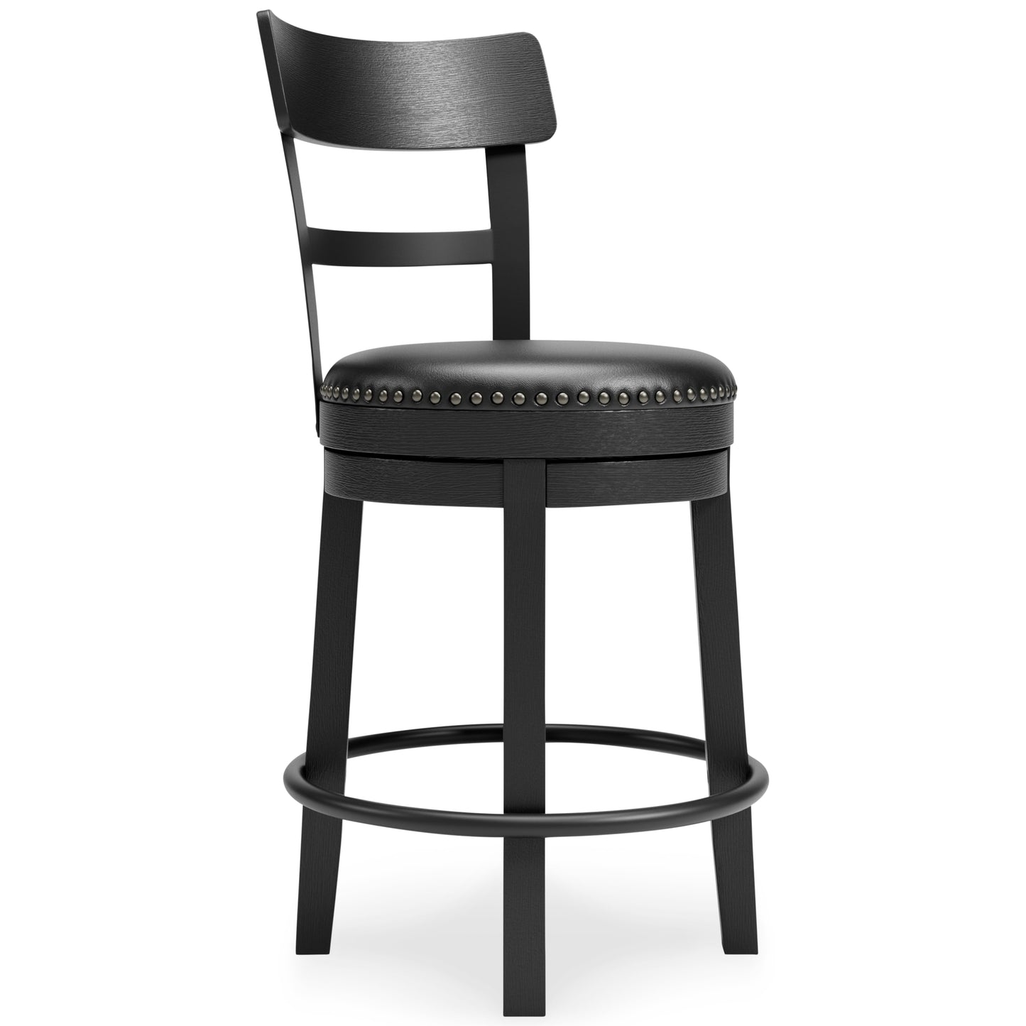Ashley Valebeck Counter Height Upholstered Swivel Bar Stool with Contoured Back Black