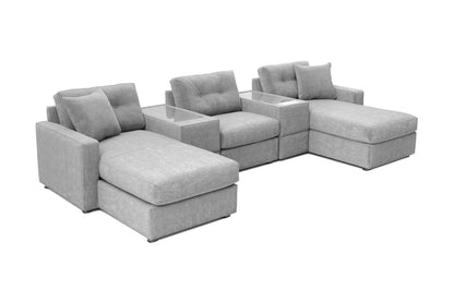 Modular One 5-Piece Theater Sectional with E-Console - Granite