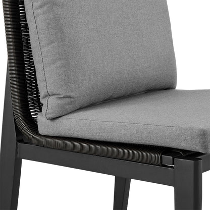 Grand Outdoor Patio Dining Chairs in Aluminum with Gray Cushions (Set of 2)