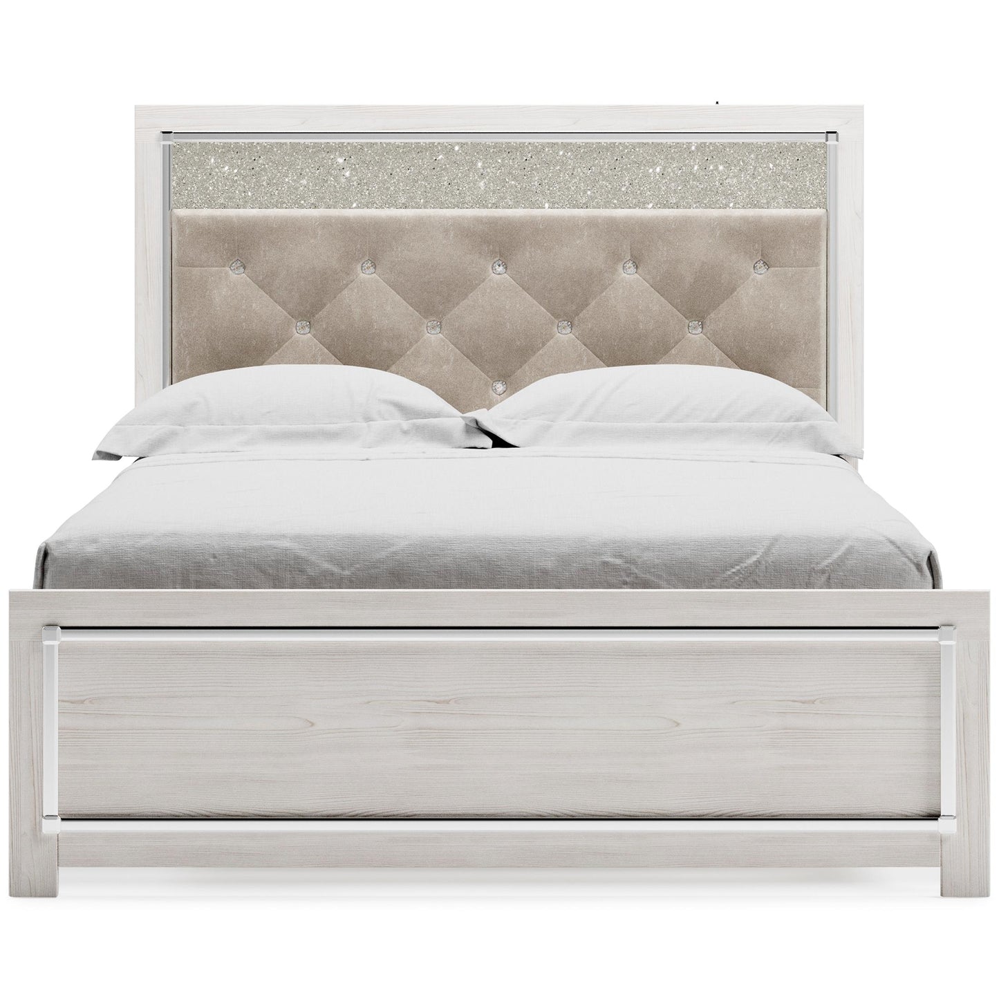 Altyra Full Panel Bed with Upholstered Headboard