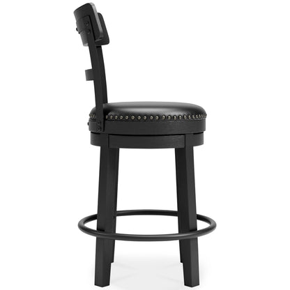 Ashley Valebeck Counter Height Upholstered Swivel Bar Stool with Contoured Back