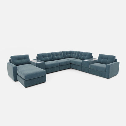 Modular One Left Facing 8-Piece Sectional with E-Console - Teal